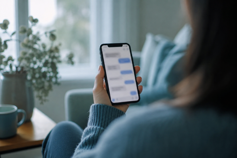 Parent looking at phone screenshots during a co-parenting conflict
